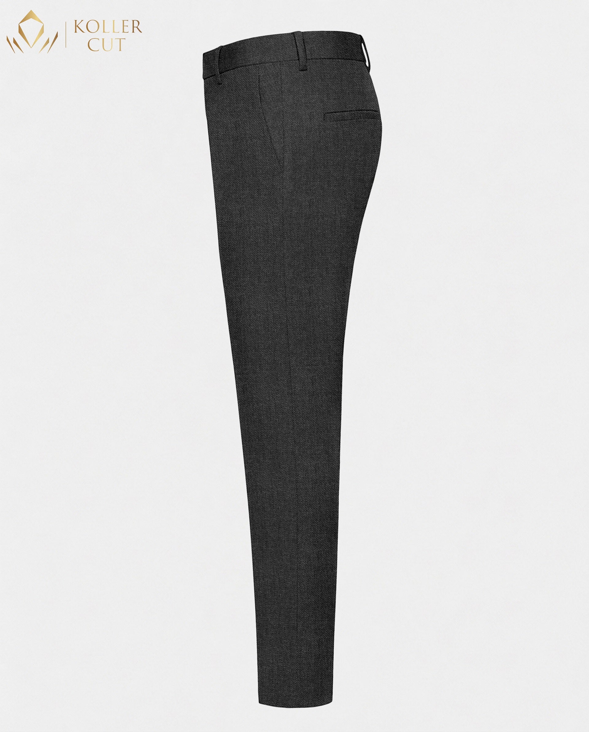Hematite Gray Wool Blend Slight Stretch Tweed Pant