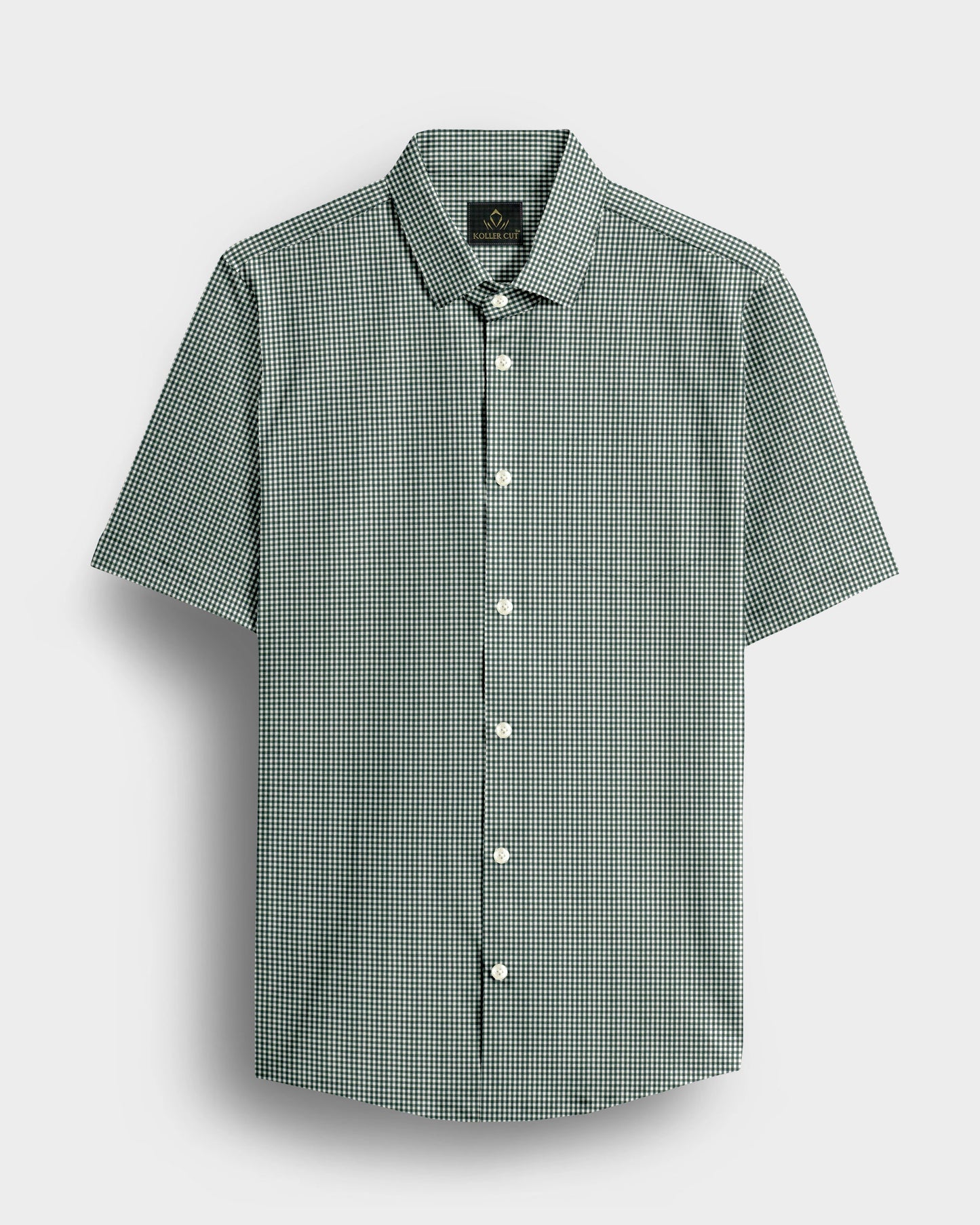 Foliage Green and White Checks Cotton Shirt