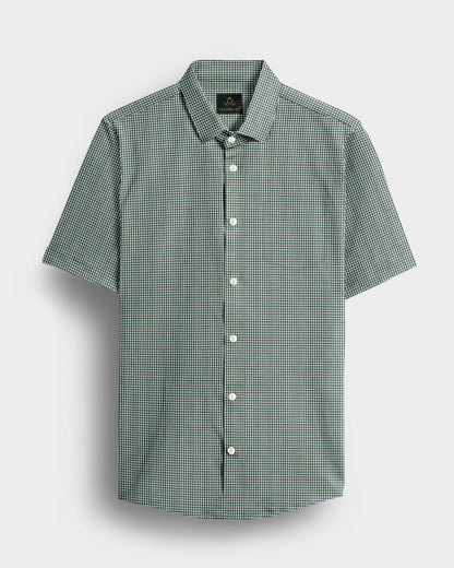 Foliage Green and White Checks Cotton Shirt
