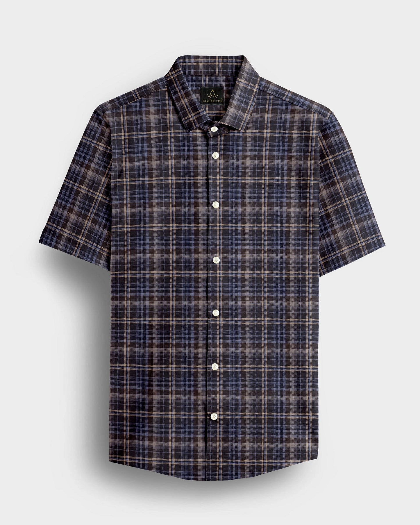 Chestnut Brown with Minimal Grey and Semolina Cream Checks 2 Ply Giza Cotton Shirt