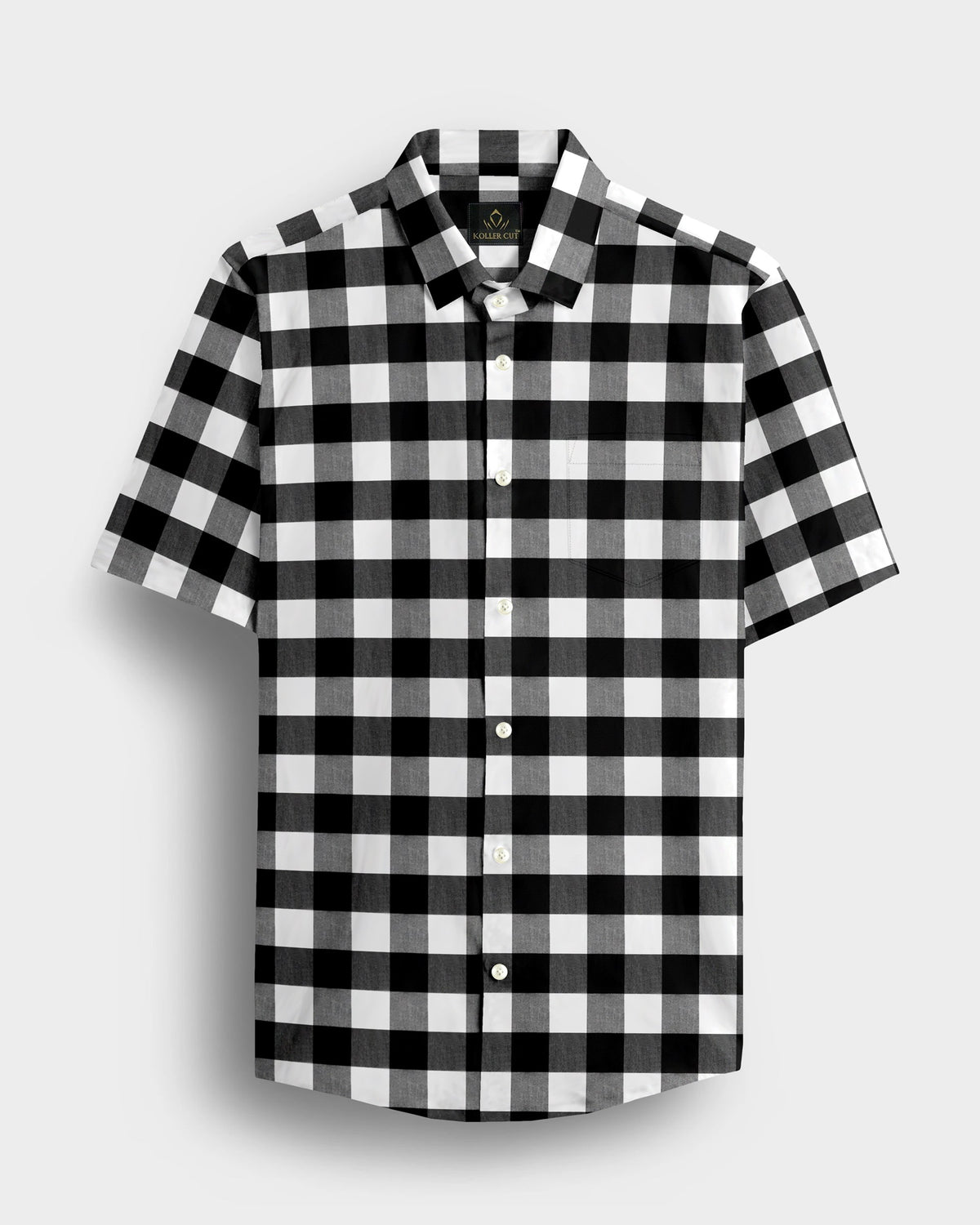 White and Carbon Black Buffalo Checks Cotton Shirt