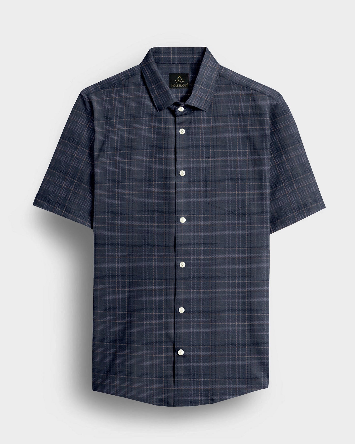 Charcoal Grey With Parsnip Yellow and Pearl Pink Windowpane Checks 2 ply Giza Cotton Shirt