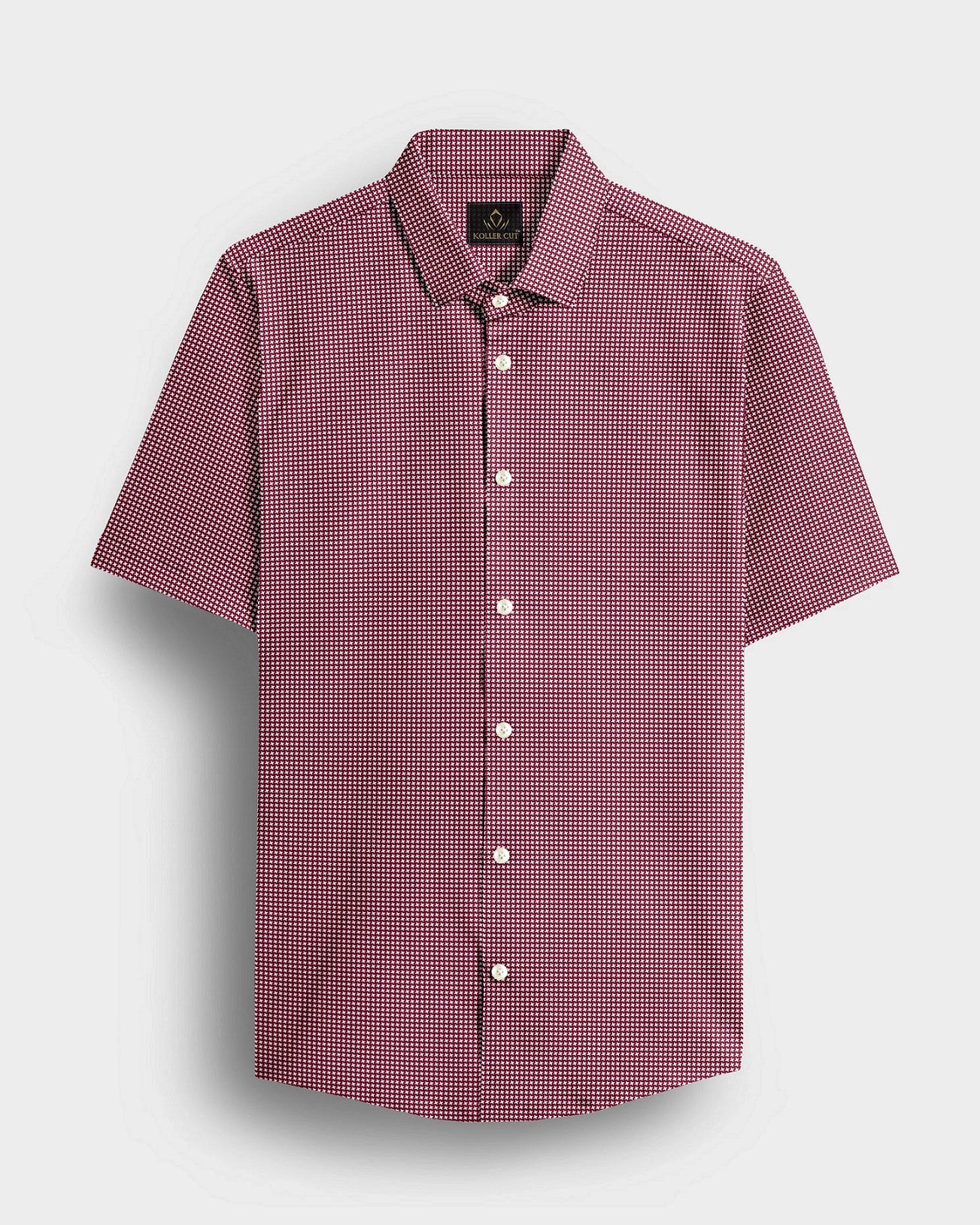 Garnet Red and White Ninja Kunai Star Shuriken Printed Cotton Shirt