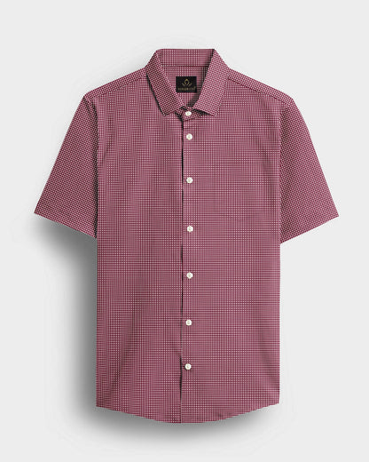 Garnet Red and White Ninja Kunai Star Shuriken Printed Cotton Shirt