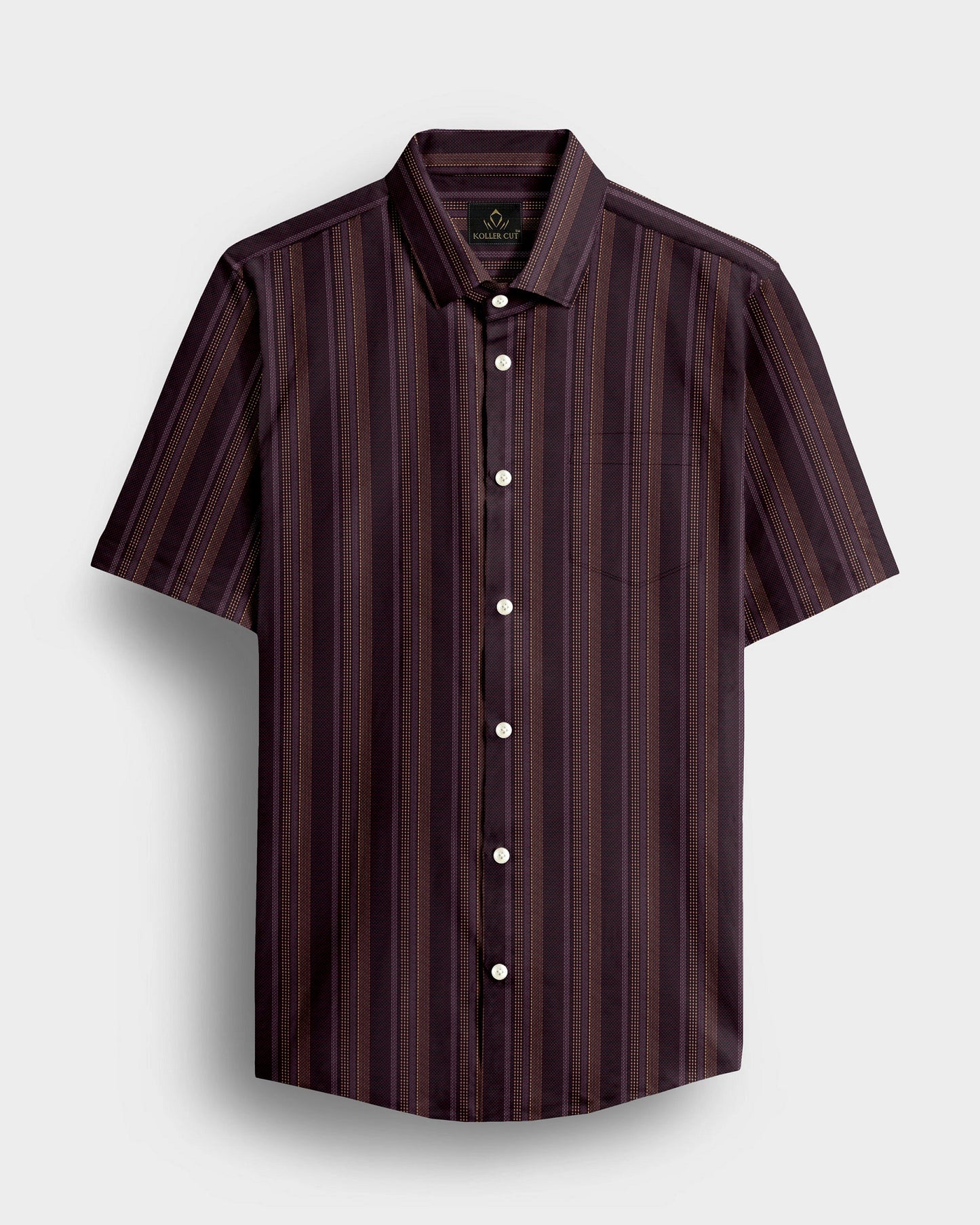 Black With Garnet Red and Beige with Moon White Dash Stripes 2 Ply Giza Cotton Shirt