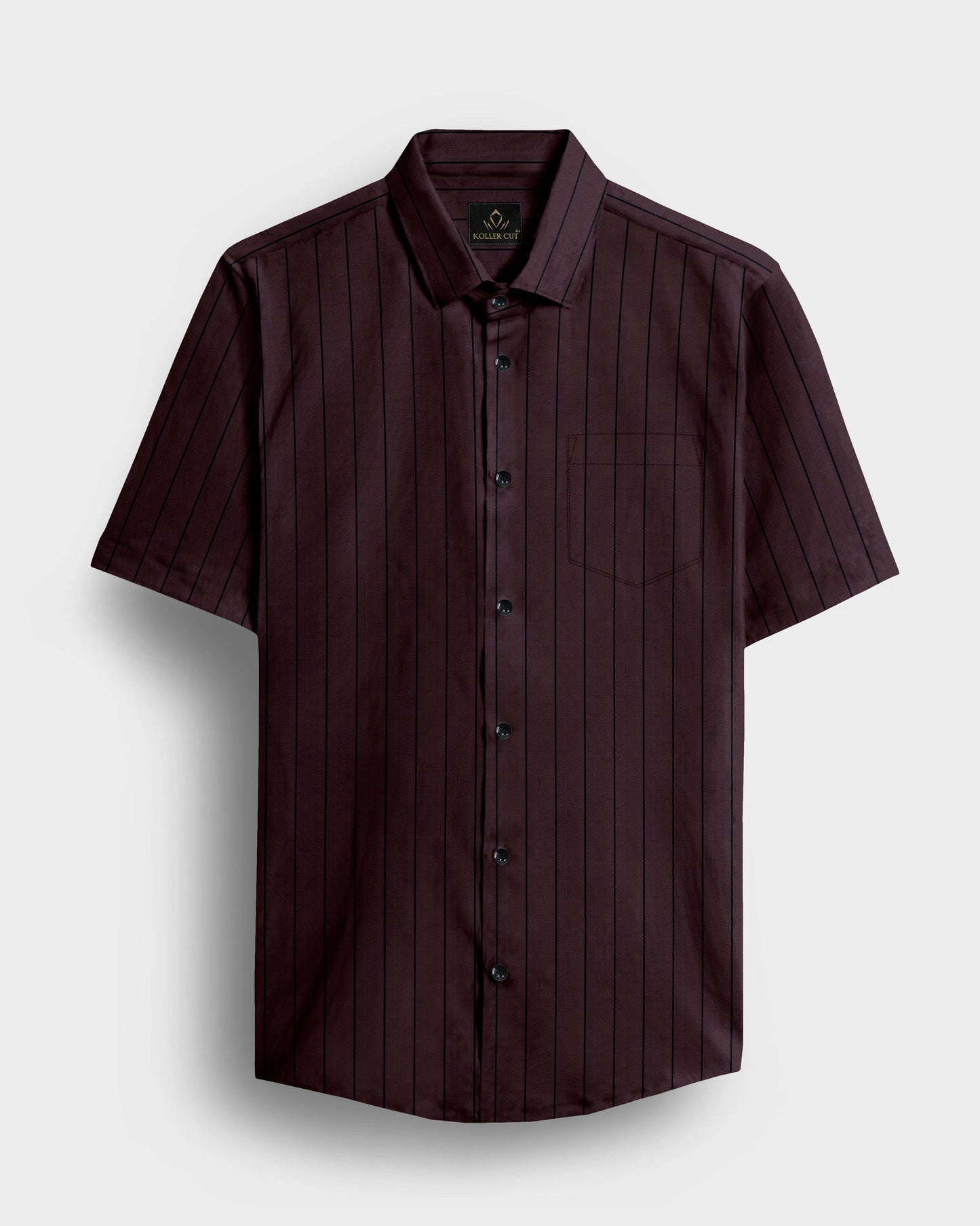 Claret Wine and Raven Black Pinstripes Oxford Cotton Shirt