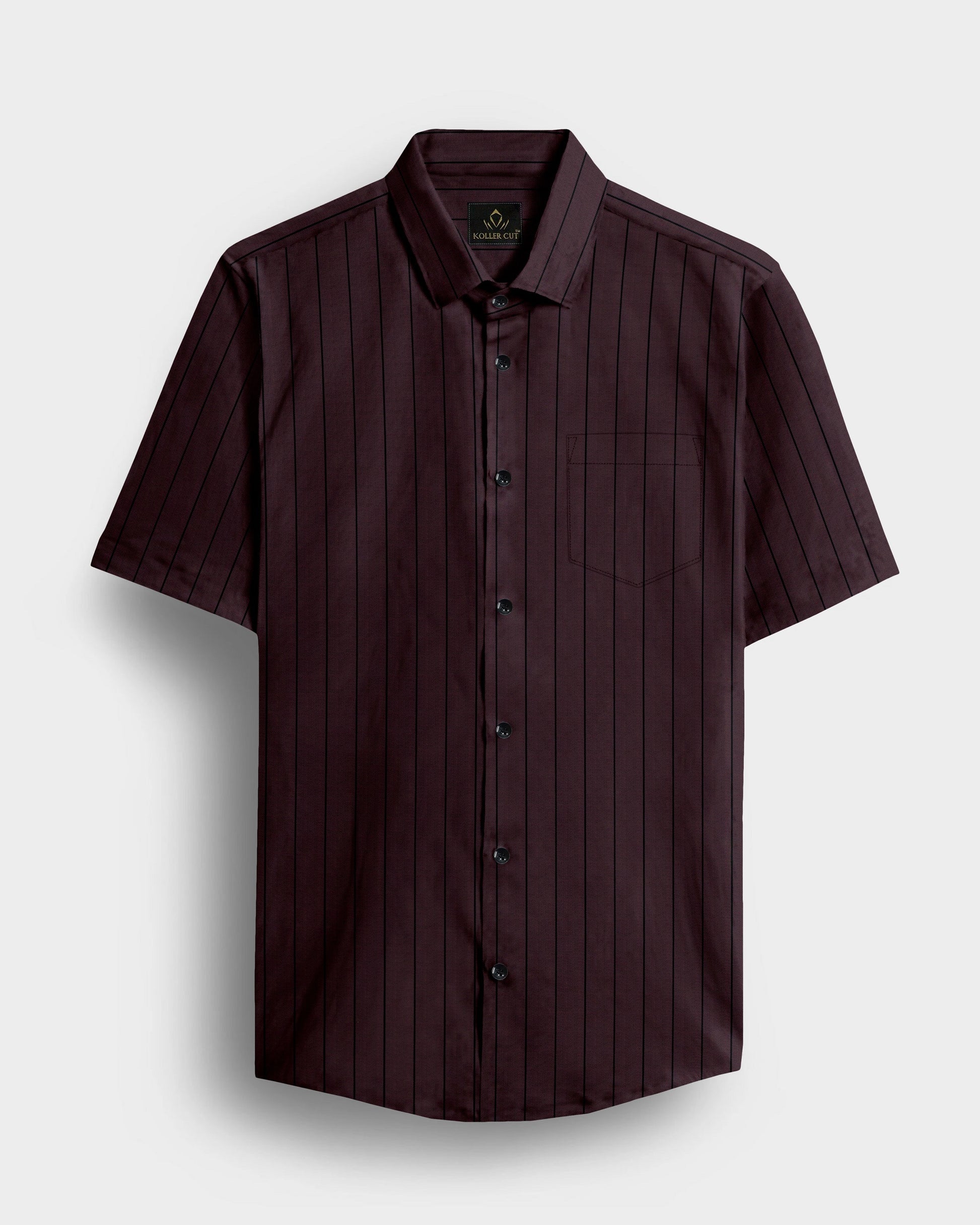 Claret Wine and Raven Black Pinstripes Oxford Cotton Shirt