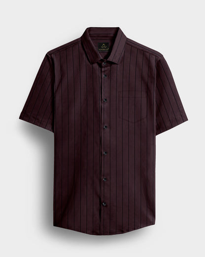 Claret Wine and Raven Black Pinstripes Oxford Cotton Shirt