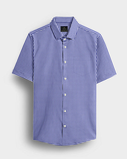White and Amparo Blue Gingham Checks Cotton Shirt