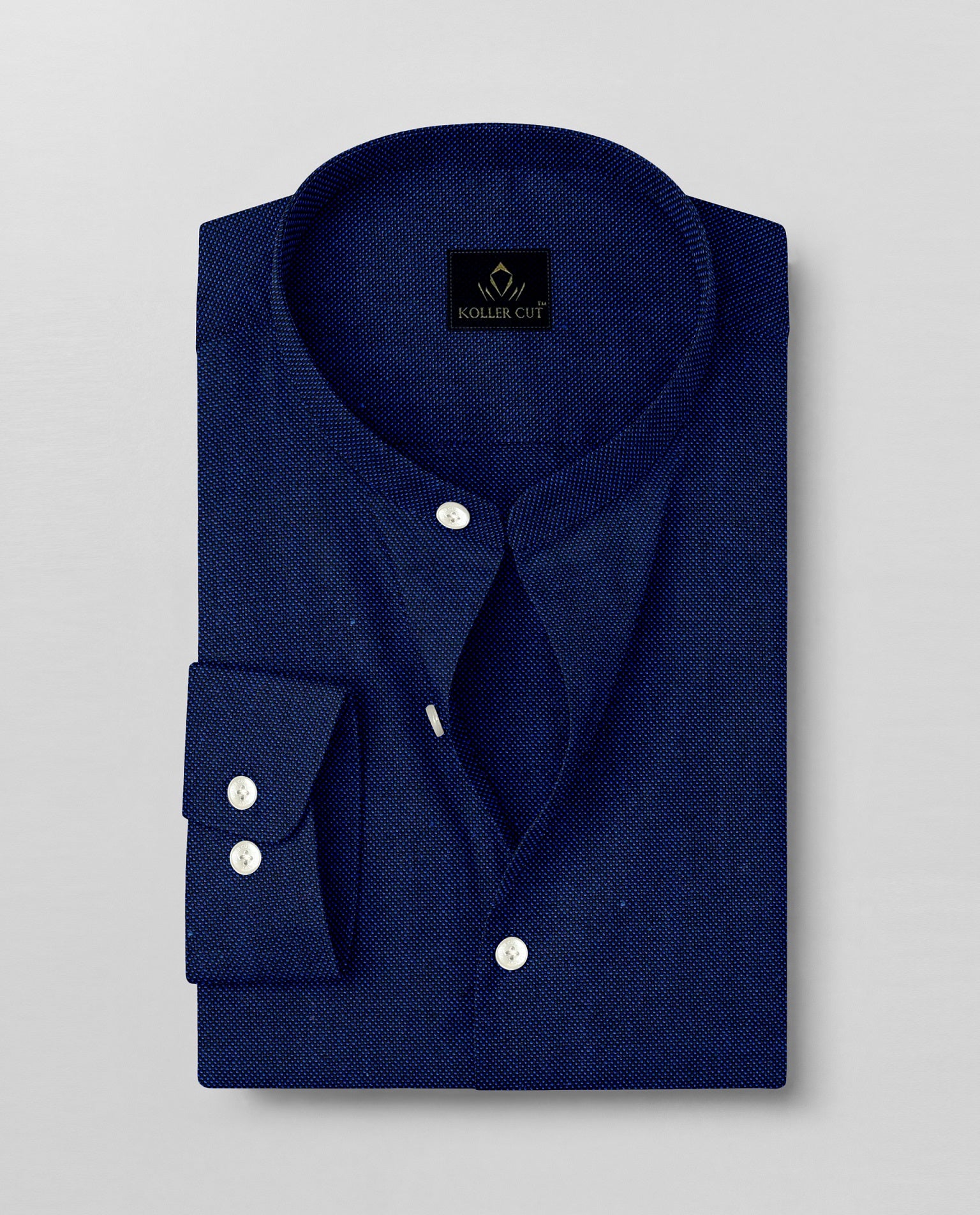 Estate Blue Two Toned Mandarin Collar Premium Oxford Cotton Shirt