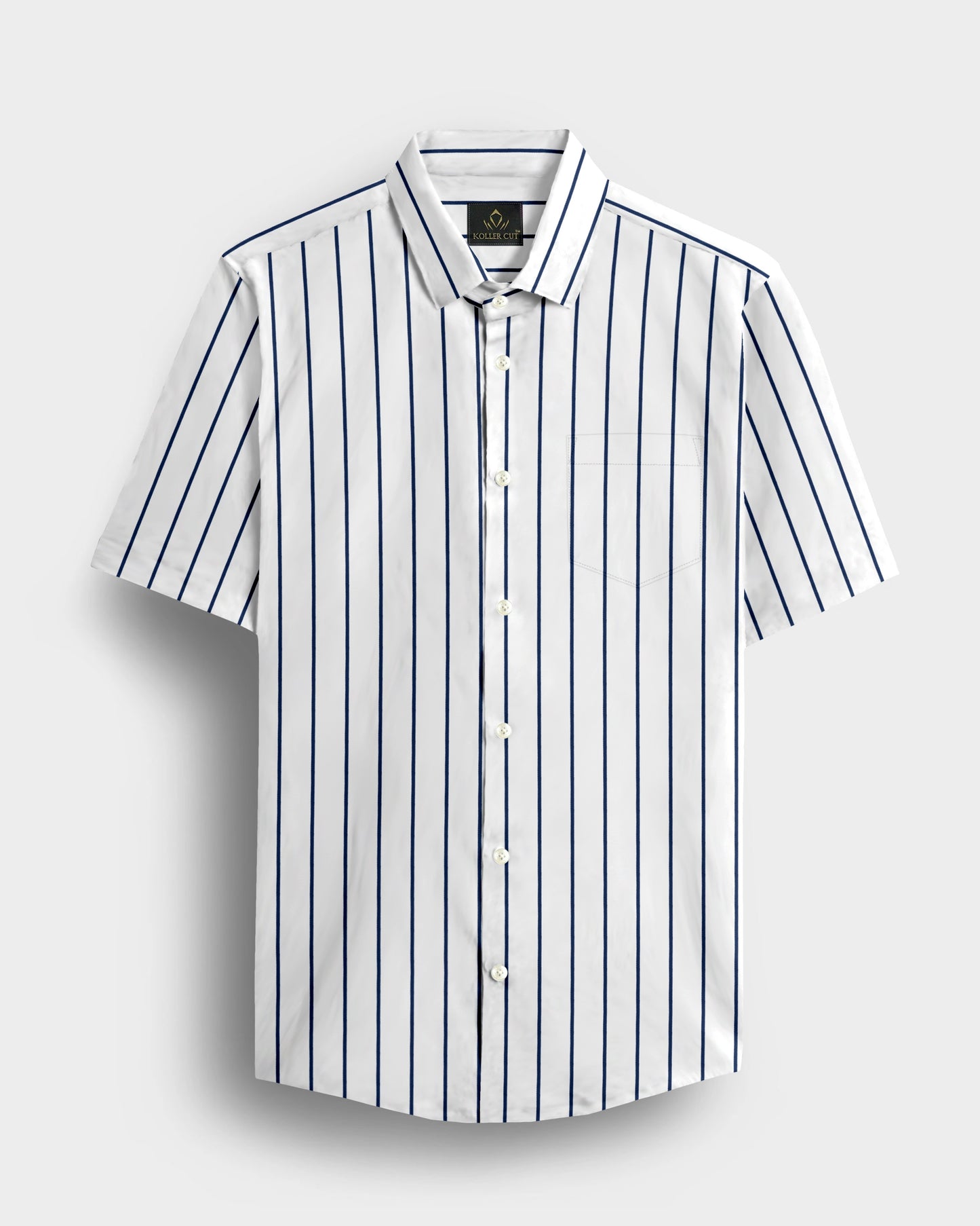 Milk White and Lapis Blue Stripes Cotton Shirt