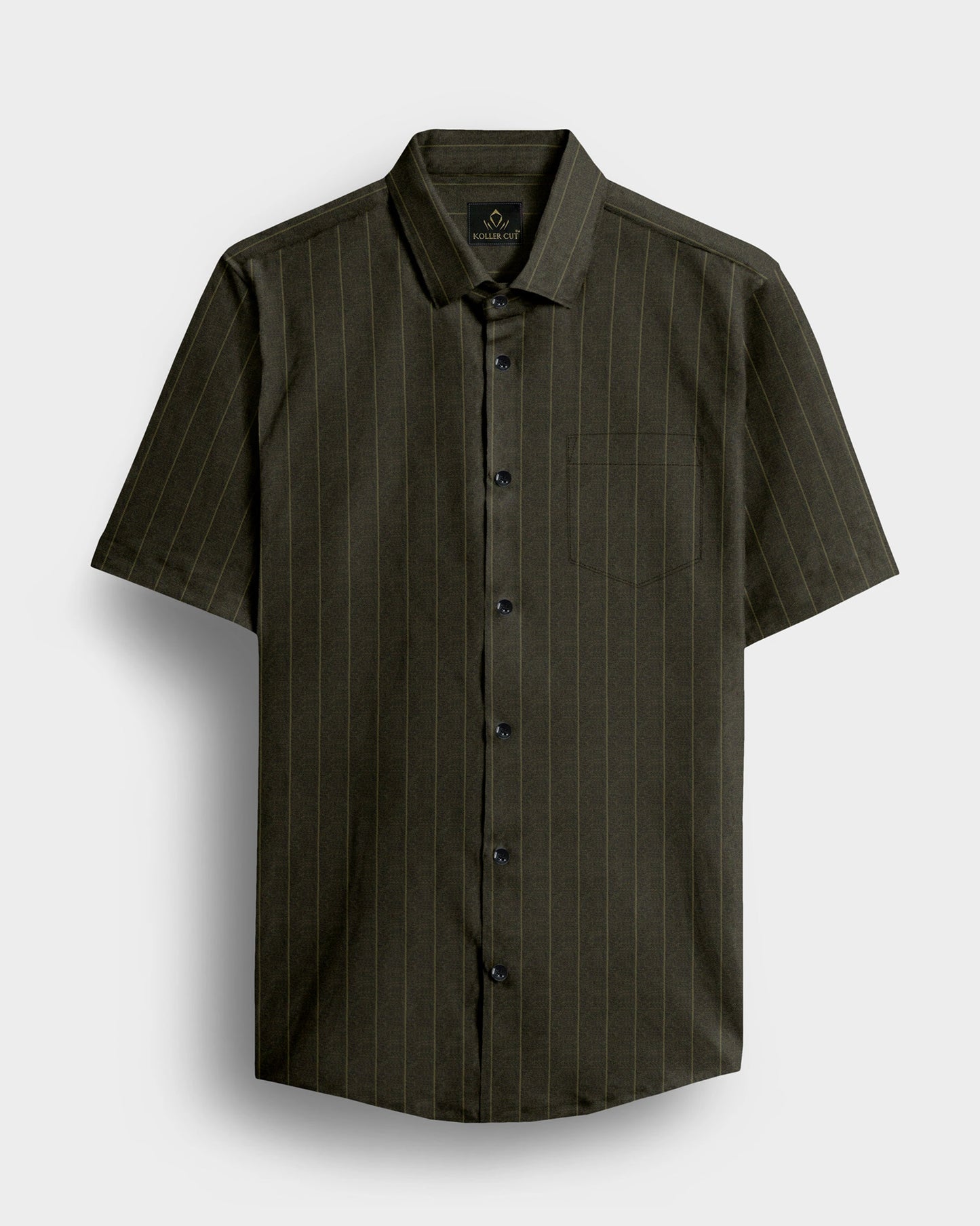 Cypress Green and Olive Green Pinstripes Oxford Cotton Shirt
