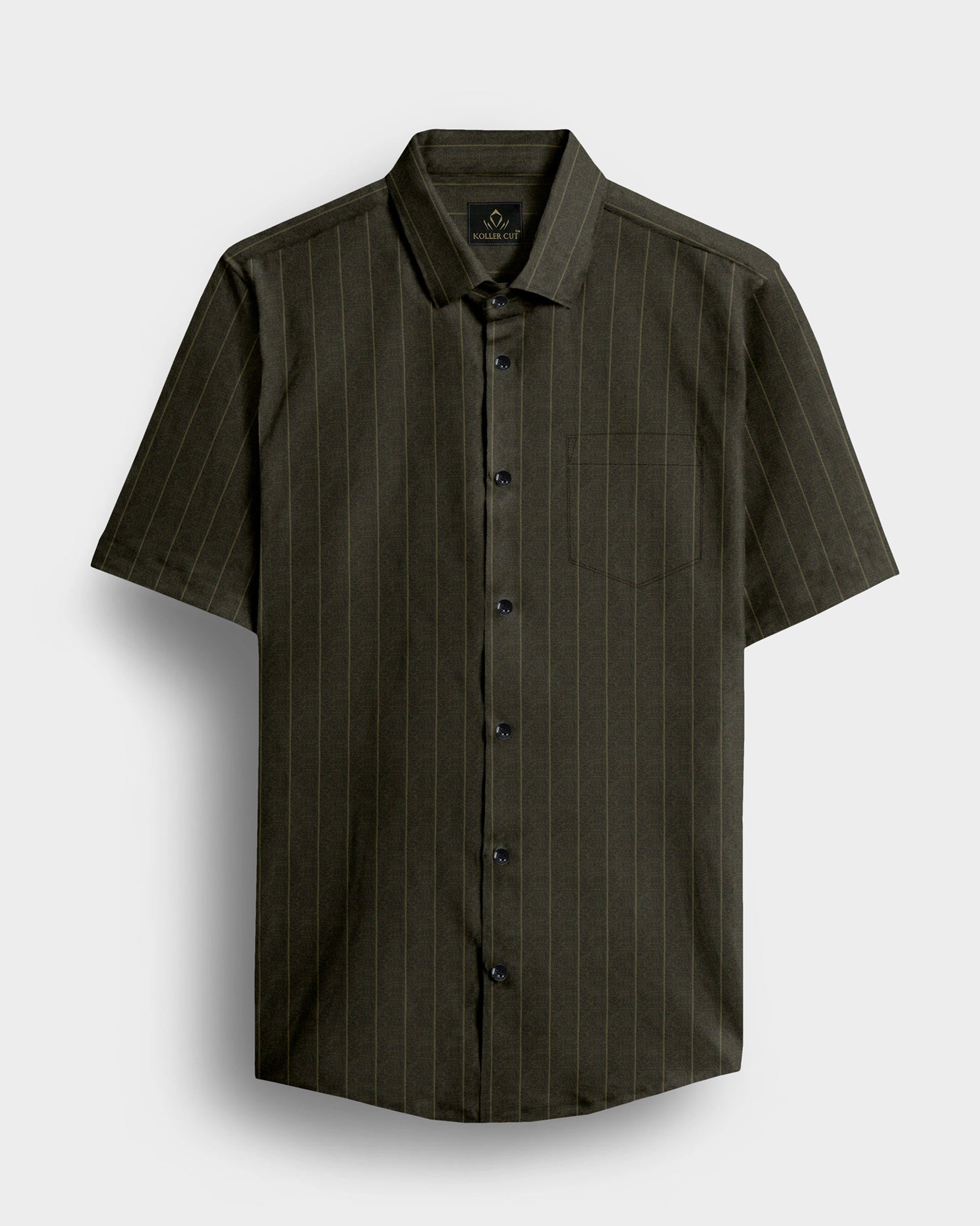 Cypress Green and Olive Green Pinstripes Oxford Cotton Shirt