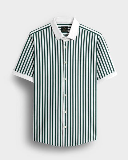 Everglade Forest Green Candy Stripes Designer Cotton Shirt