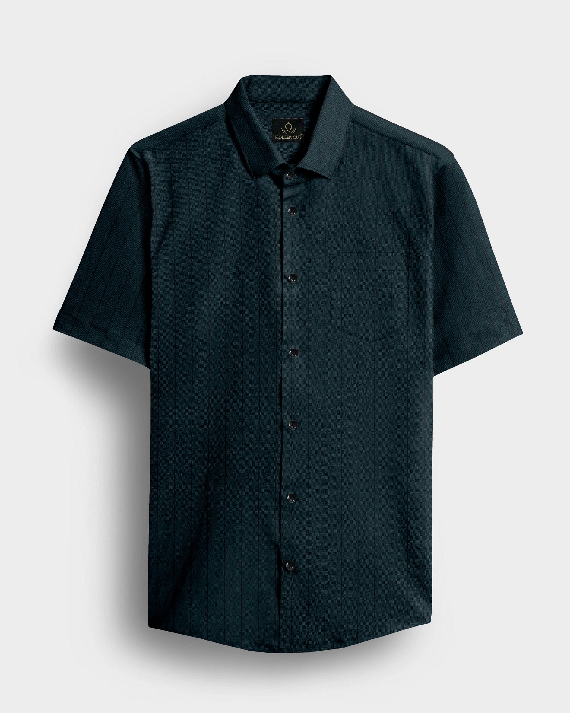 Mallard Green and Raven Black Pinstripes Oxford Cotton Shirt