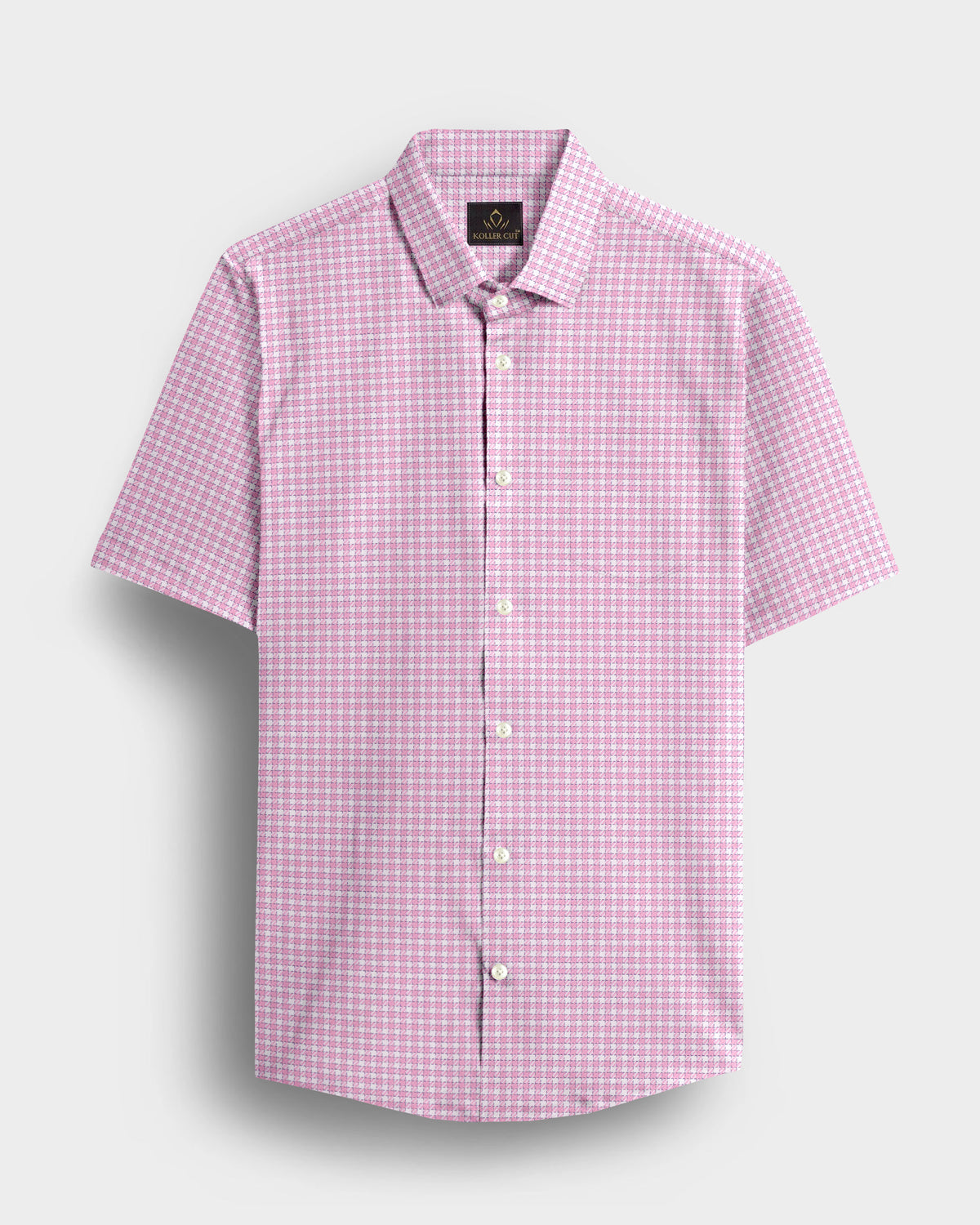 Azalea Pink and Milk White Gingham Shepherd Checks 2 Ply Giza Cotton Shirt