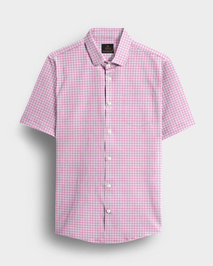 Azalea Pink and Milk White Gingham Shepherd Checks 2 Ply Giza Cotton Shirt