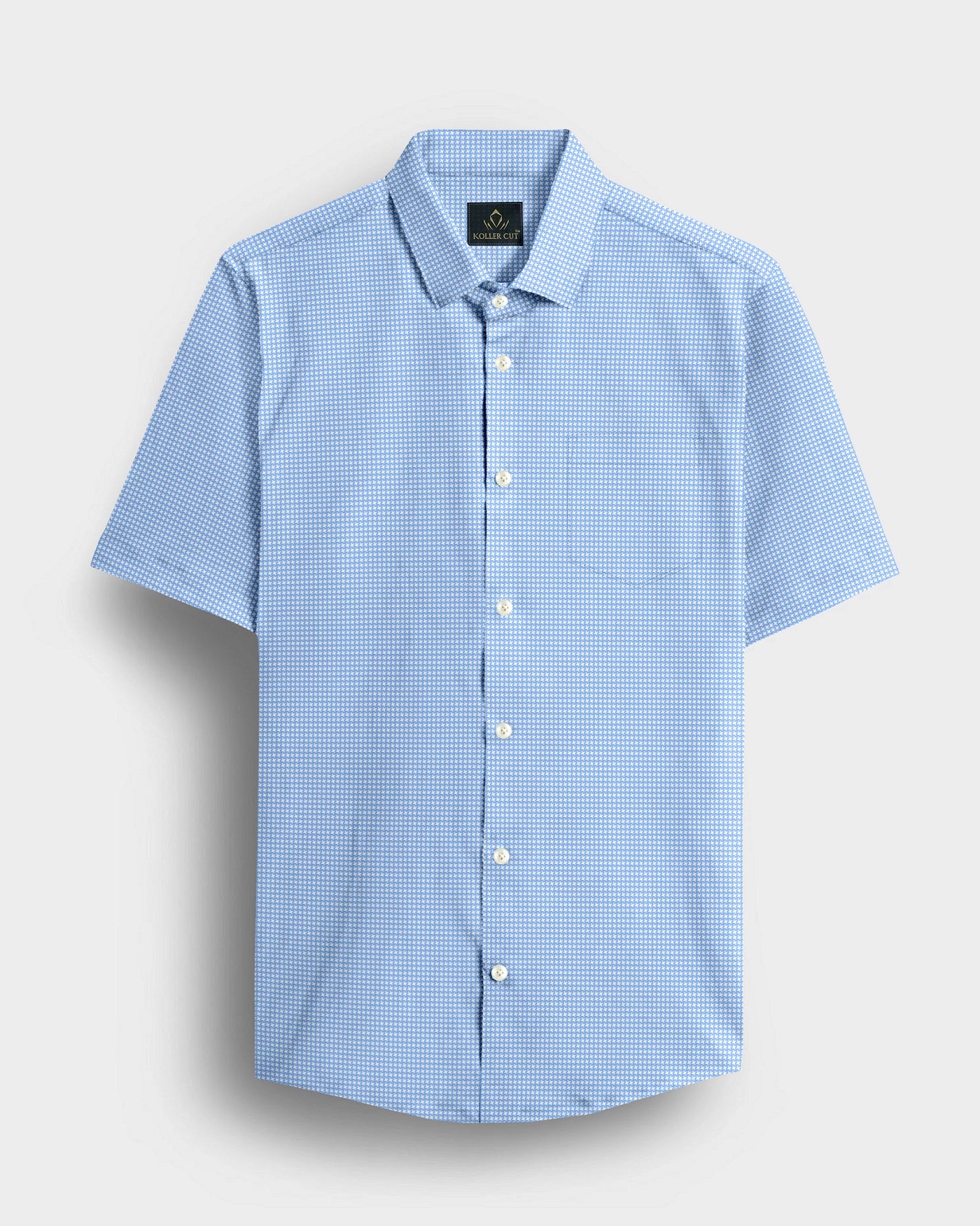 Prescot Sky Blue and White Ninja Kunai Star Shuriken Printed Cotton Shirt