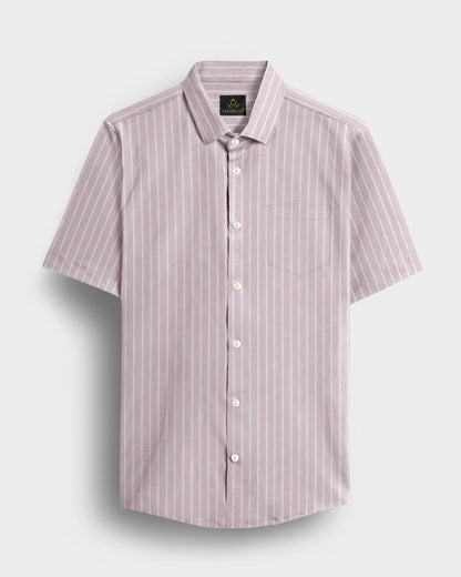Blossom Pink and Flash White Chalk Stripes Oxford Cotton Shirt