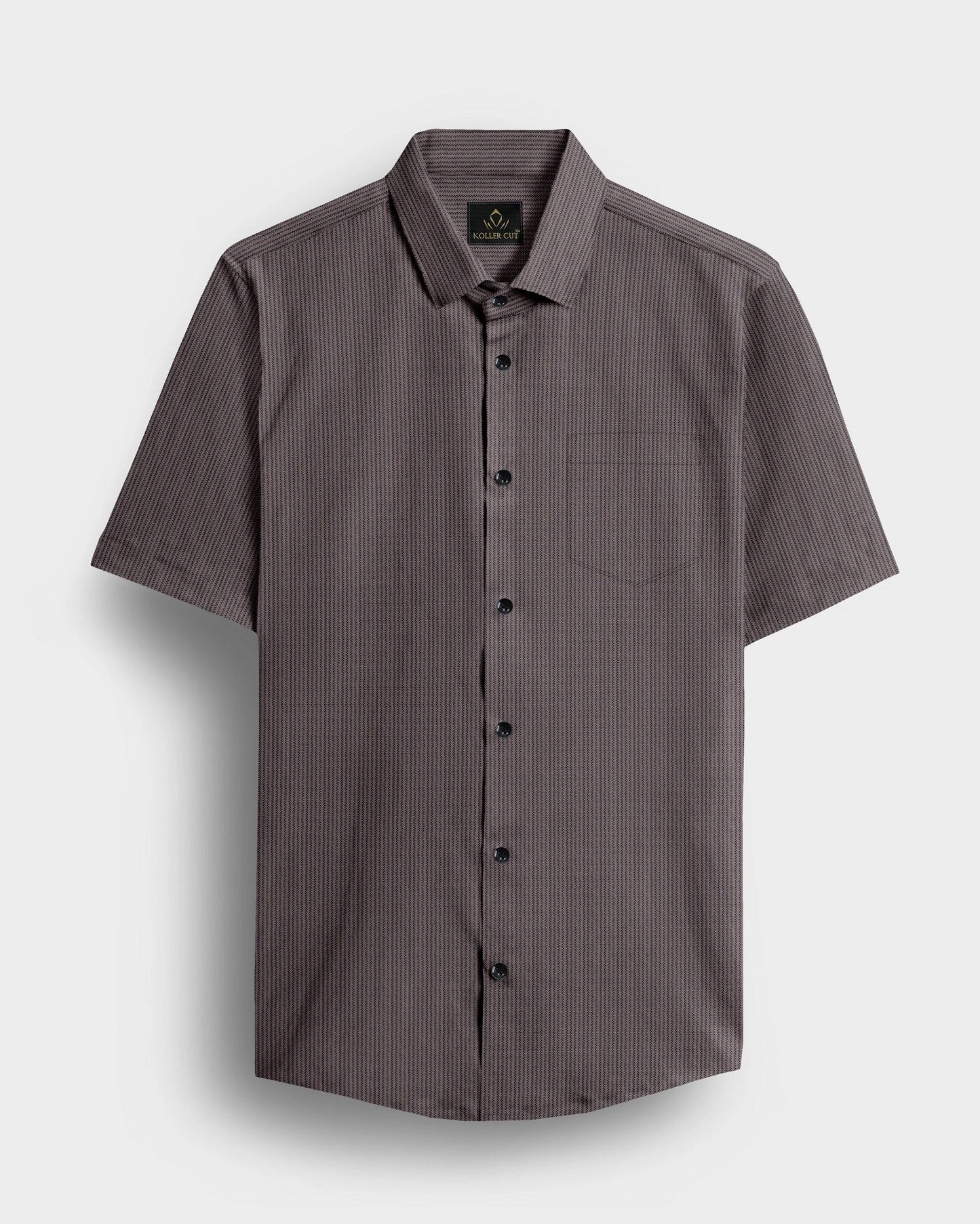 Jaspillite Brown and Coal Black Herringbone Stripes Oxford Cotton Shirt