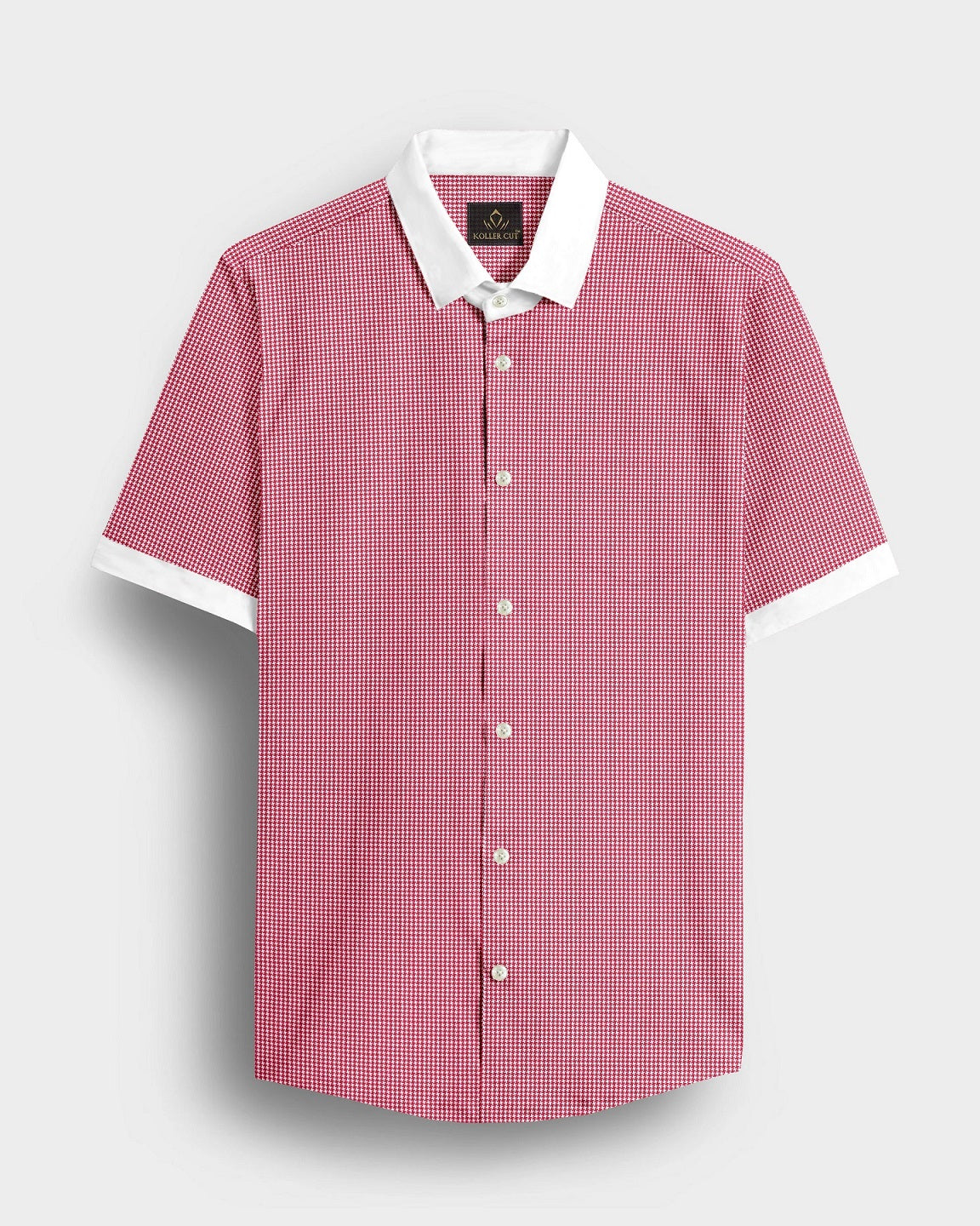 Poinsettia Red and White Ninja Shuriken Printed Designer Cotton Shirt