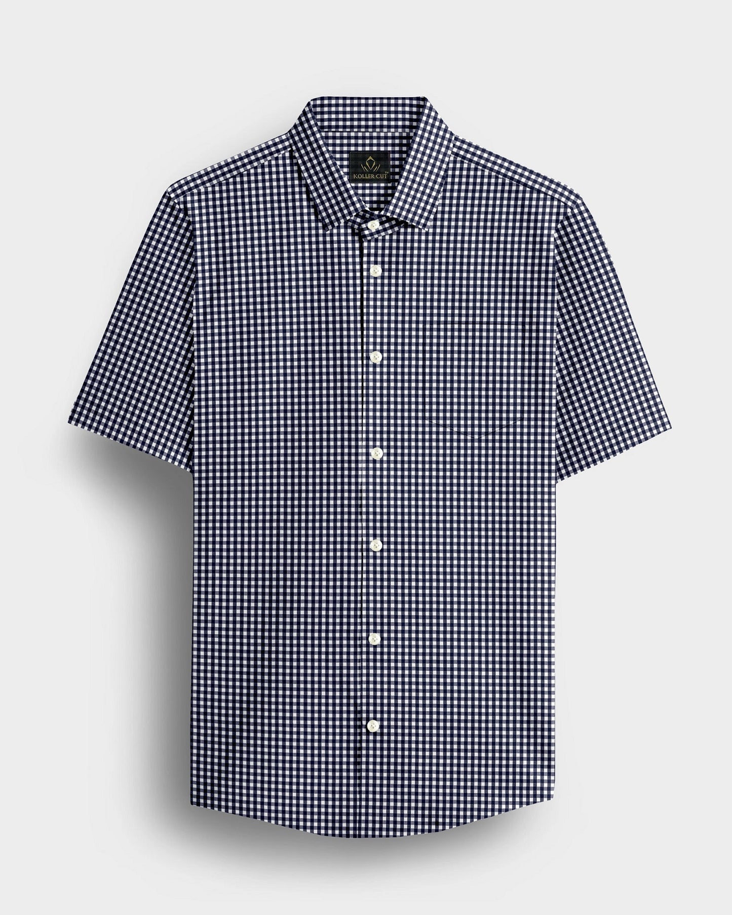Berryblue and Porcelain White Gingham Checks Cotton Shirt