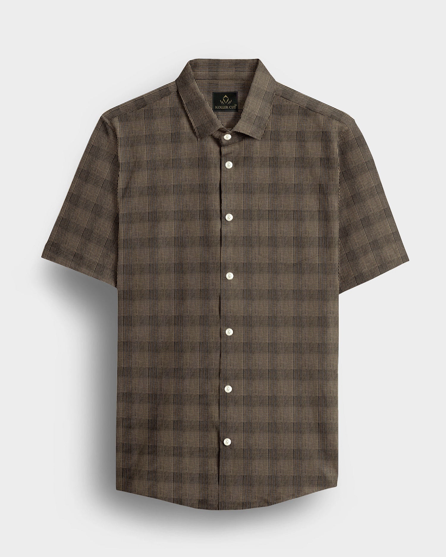 Brass Brown and Caviar Black Jacquard Checks Egyptian Giza Cotton Shirt