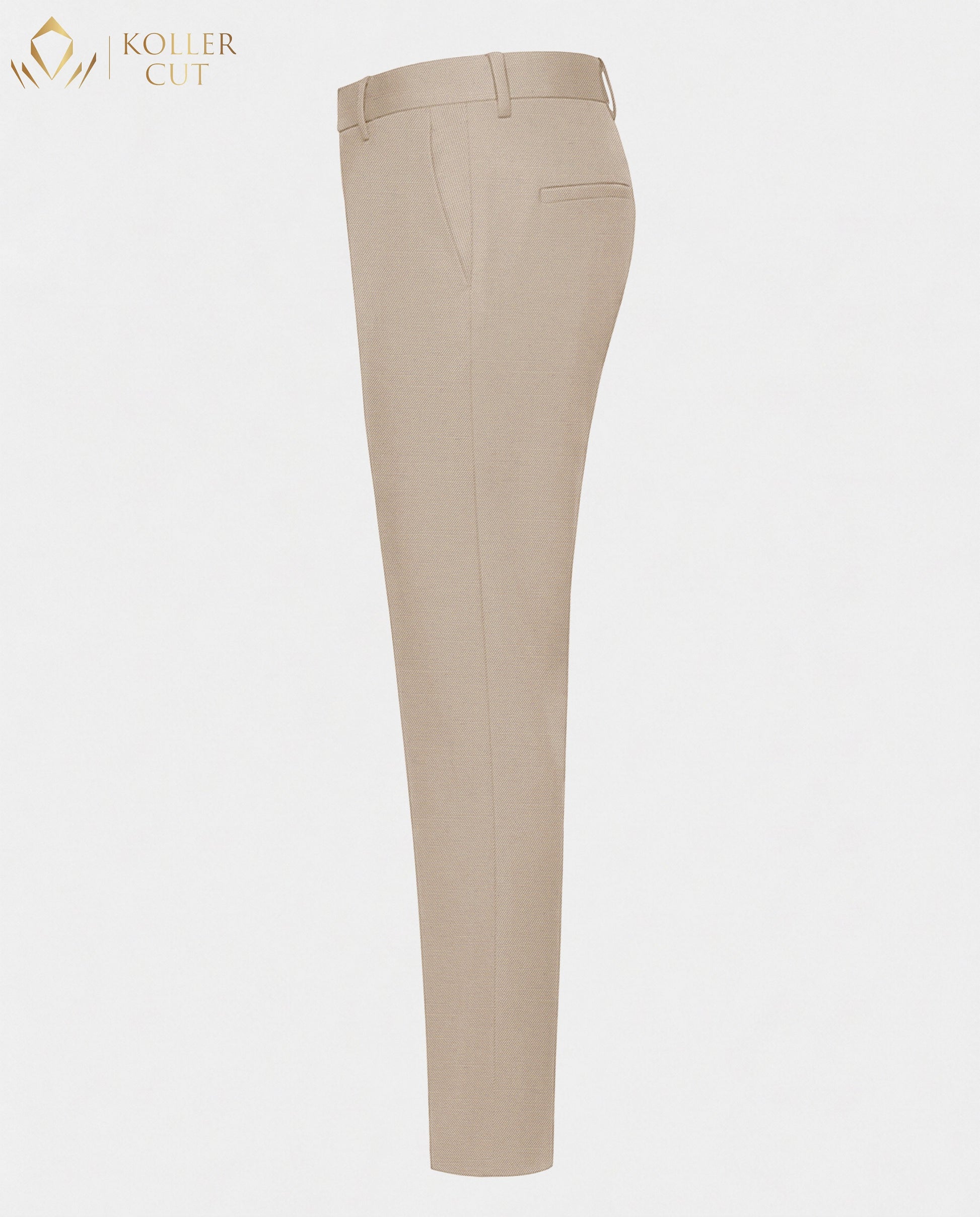 Beige Wool Rich Slight Stretch Pant