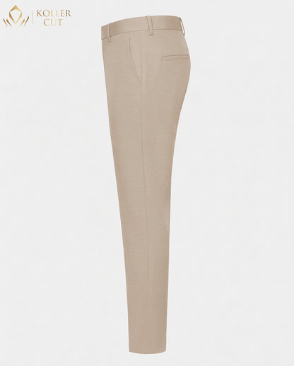 Beige Wool Rich Slight Stretch Pant