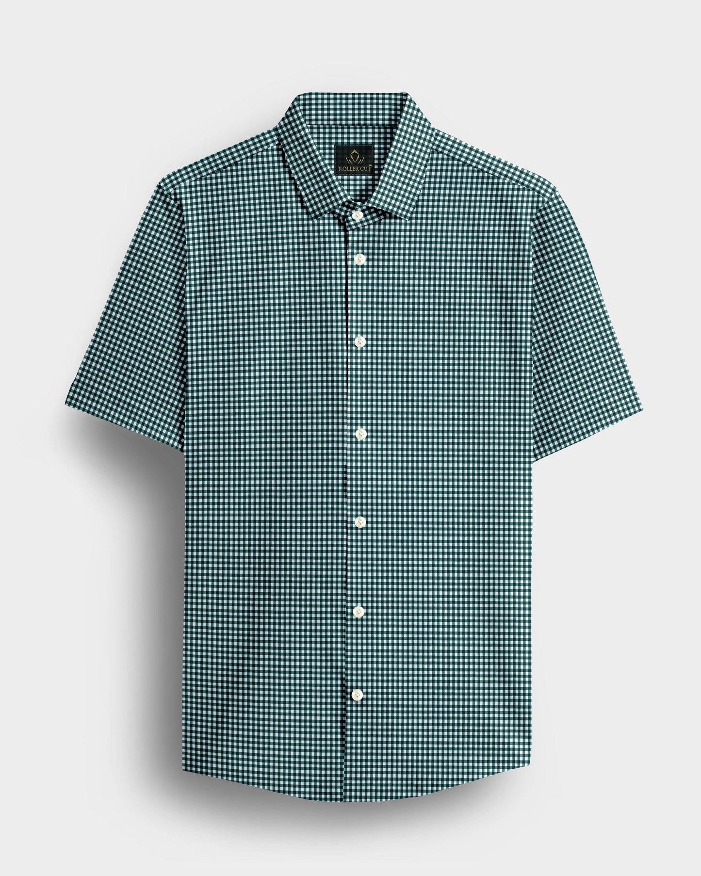 Alpine Green and Porcelain White Gingham Checks Cotton Shirt