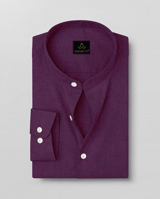 Gloxinia Purple Two Toned Mandarin Collar Premium Oxford Cotton Shirt