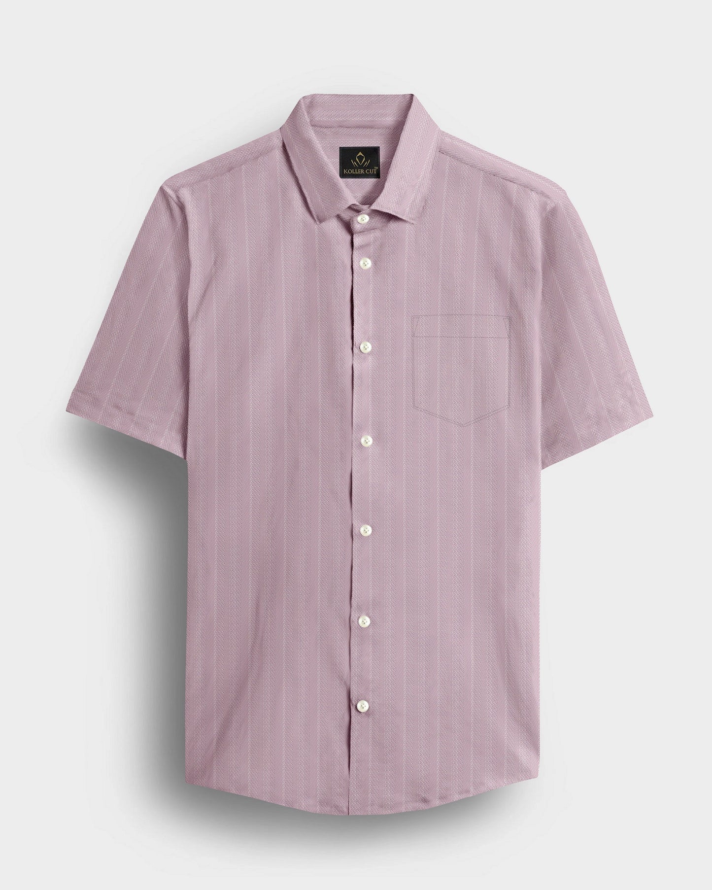 Valerian Pink Chevron Stripes 2 ply Cotton Shirt  