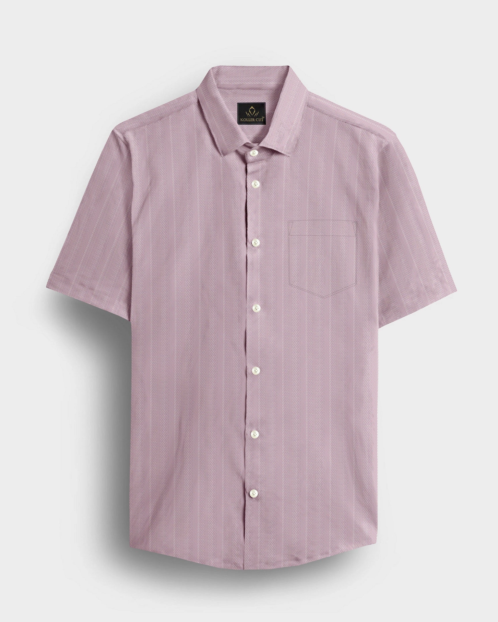 Valerian Pink Chevron Stripes 2 ply Cotton Shirt  