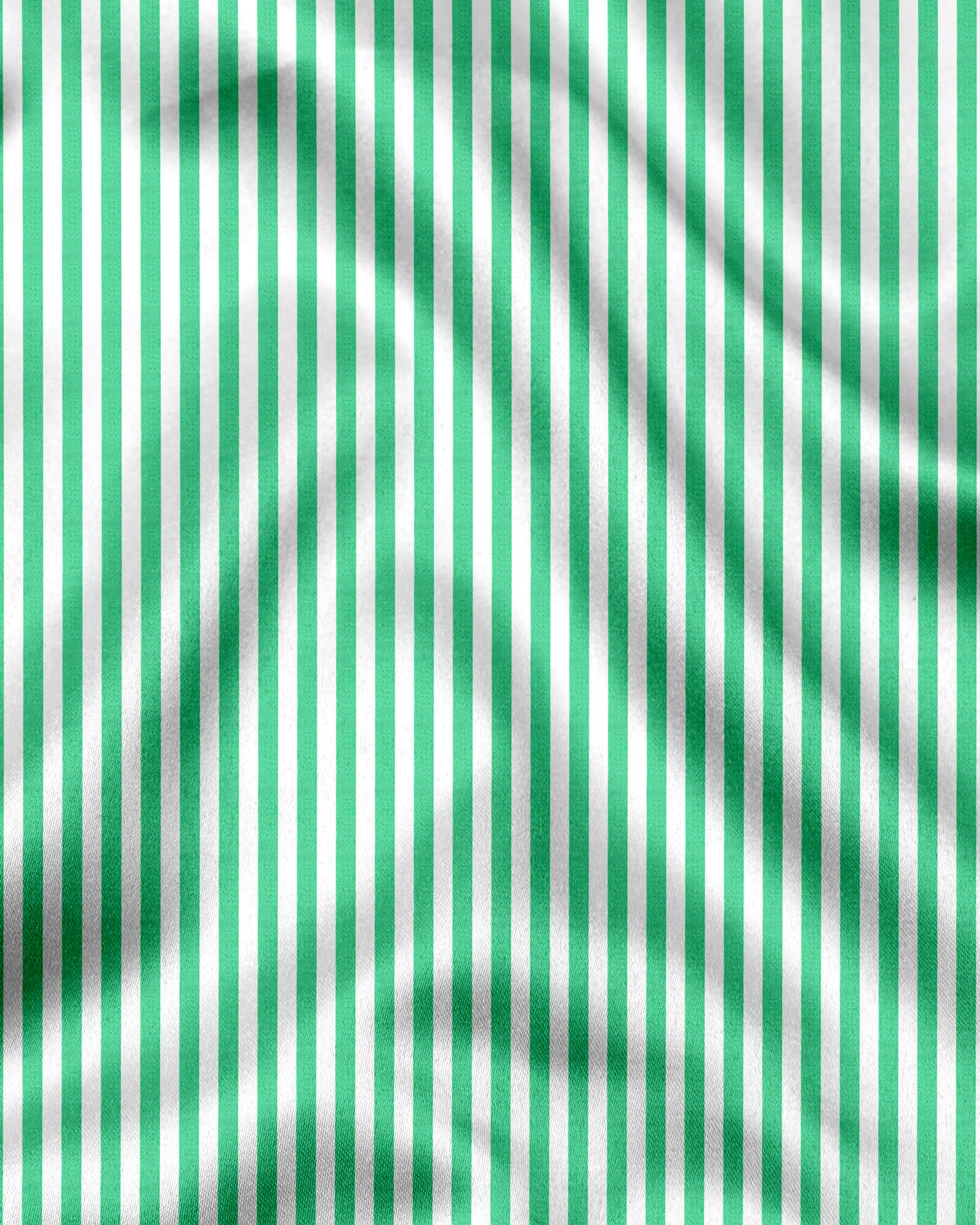 White and Zephyr Green Candy Stripes Cotton Shirt