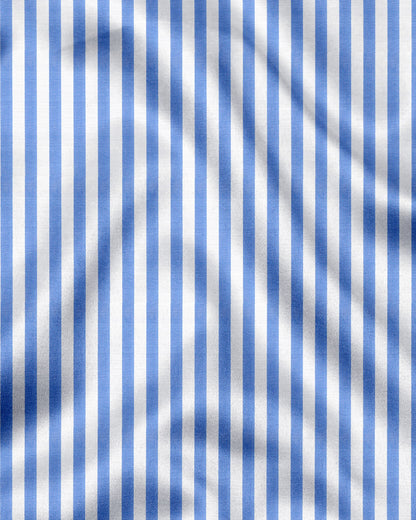 Robbia Blue And Milky White Stripes Oxford Structured Designer Cotton Shirt