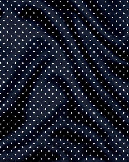 Sodalite Blue and Snow White Polka Dots Printed Designer Cotton Shirt