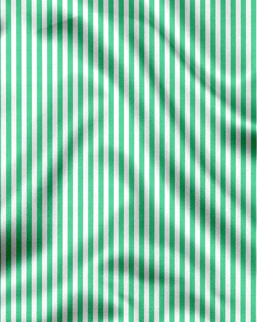 White and Zephyr Green Candy Stripes Designer Cotton Shirt