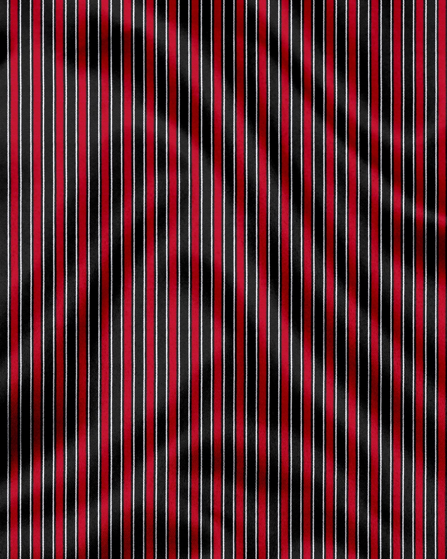 Fiery Red and Jade Black Regimental Stripes Cotton Shirt