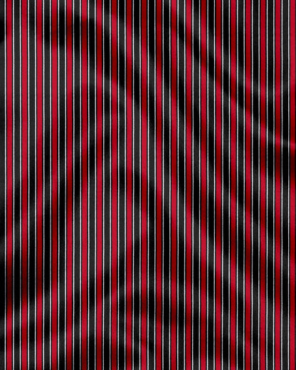 Fiery Red and Jade Black Regimental Stripes Cotton Shirt