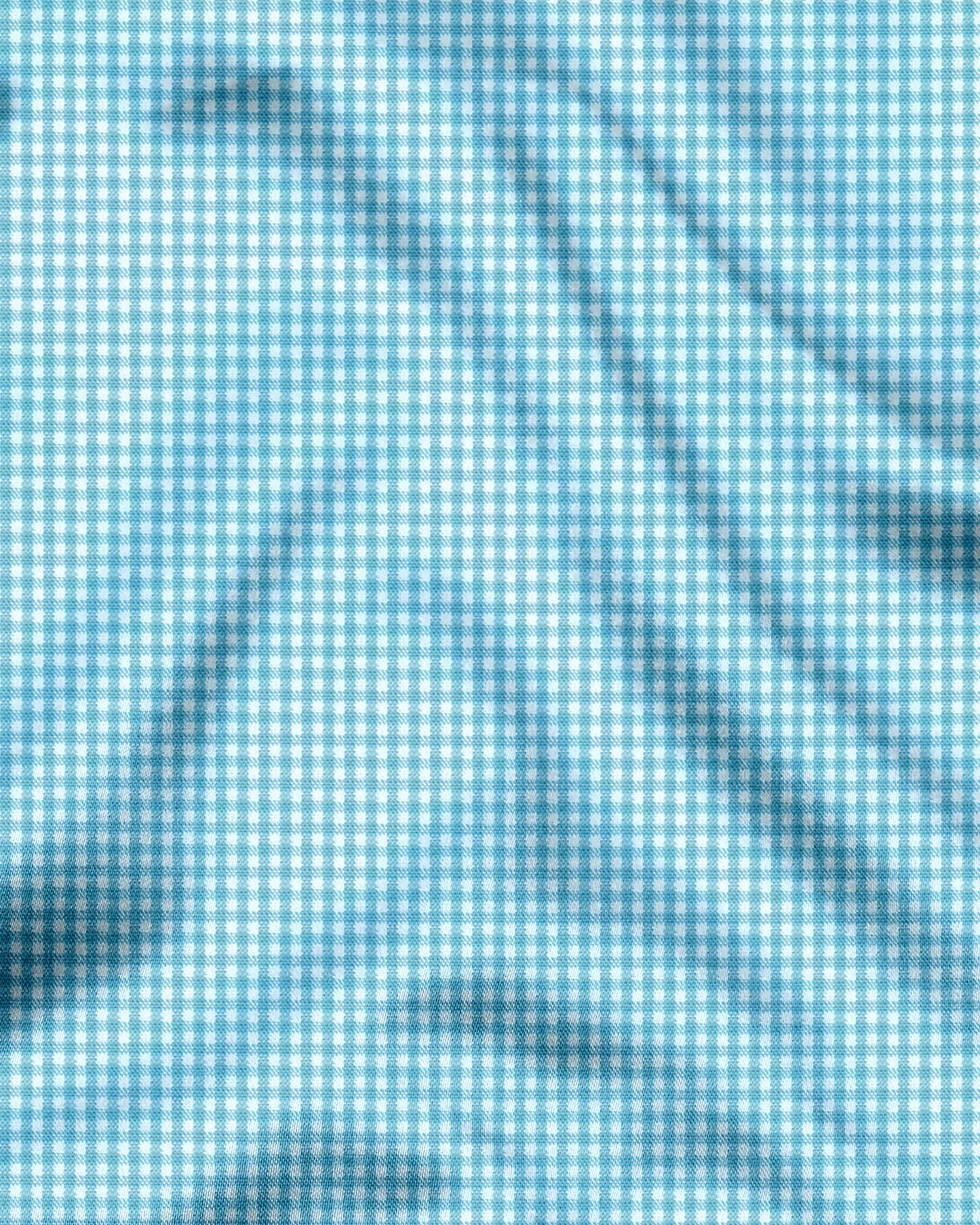 Aqua Blue and Porcelain White Gingham Checks Cotton Shirt