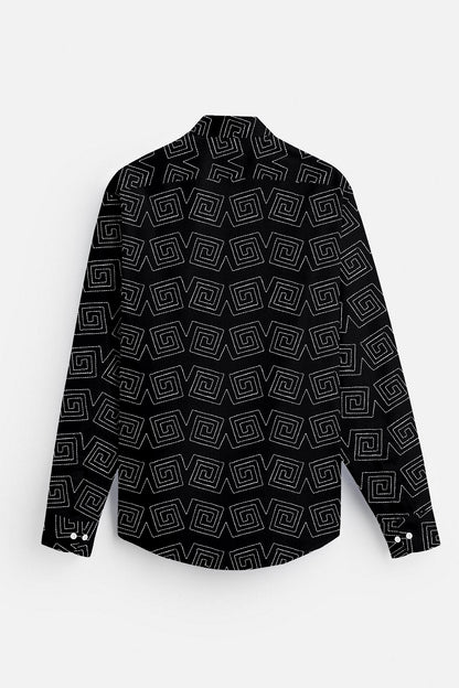 Jade Black Square Labyrinth Embroidered Giza Cotton Shirt