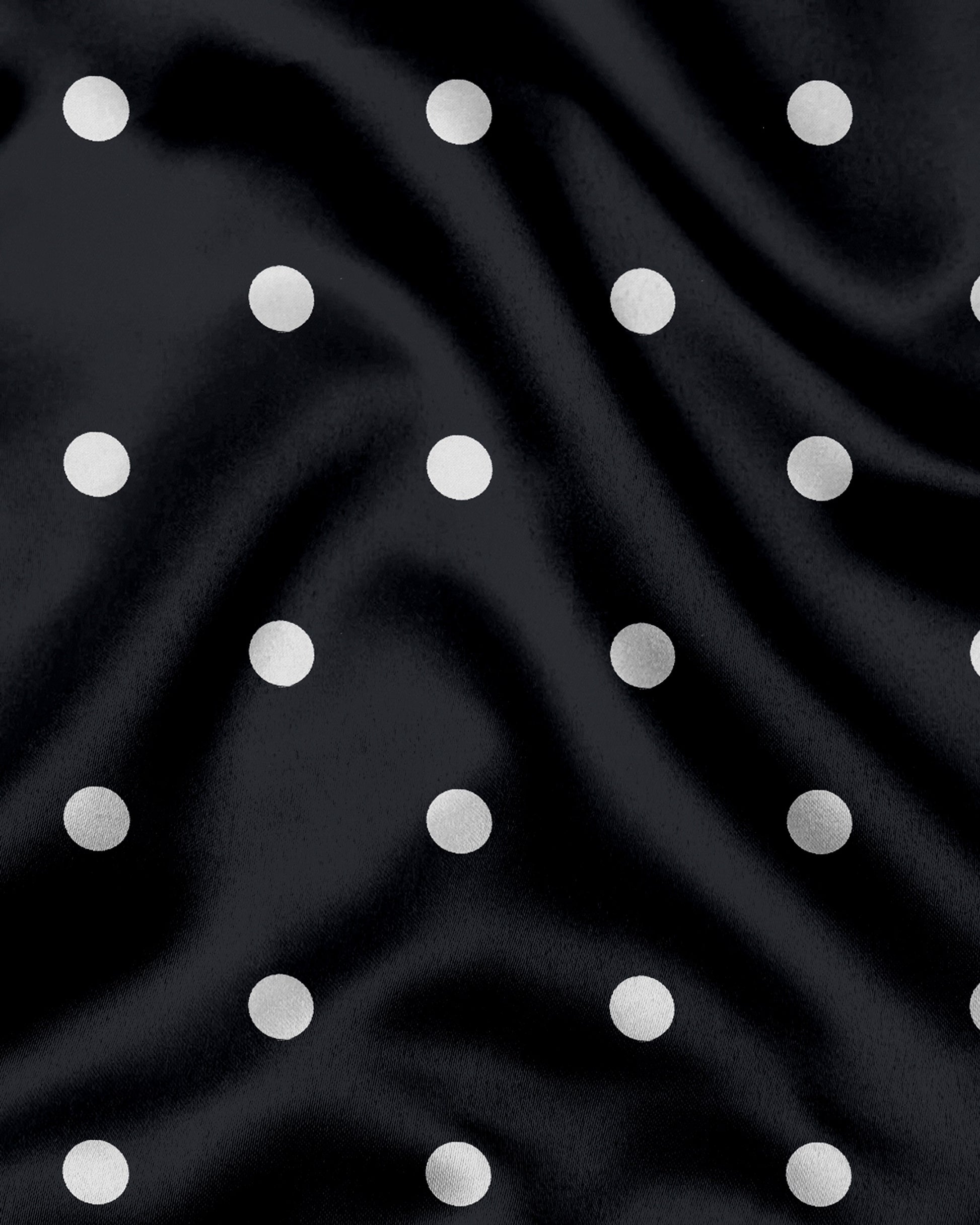 Cumin Black and Silk White Polka Dots Printed Designer Cotton Shirt