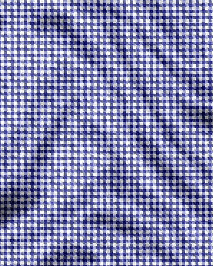 White and Amparo Blue Gingham Checks Designer Cotton Shirt