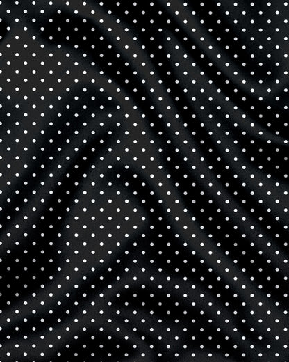 Carbon Black and White Polka Dots Printed Designer Cotton Shirt