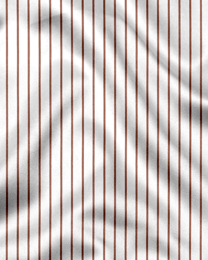 White and Copper Brown Stripes Cotton Shirt