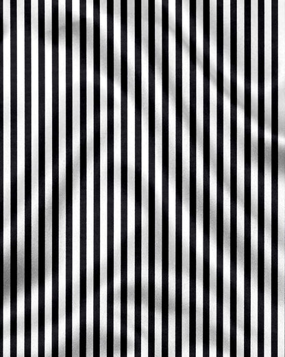 Jet Black and White Candy Stripes Designer Cotton Shirt