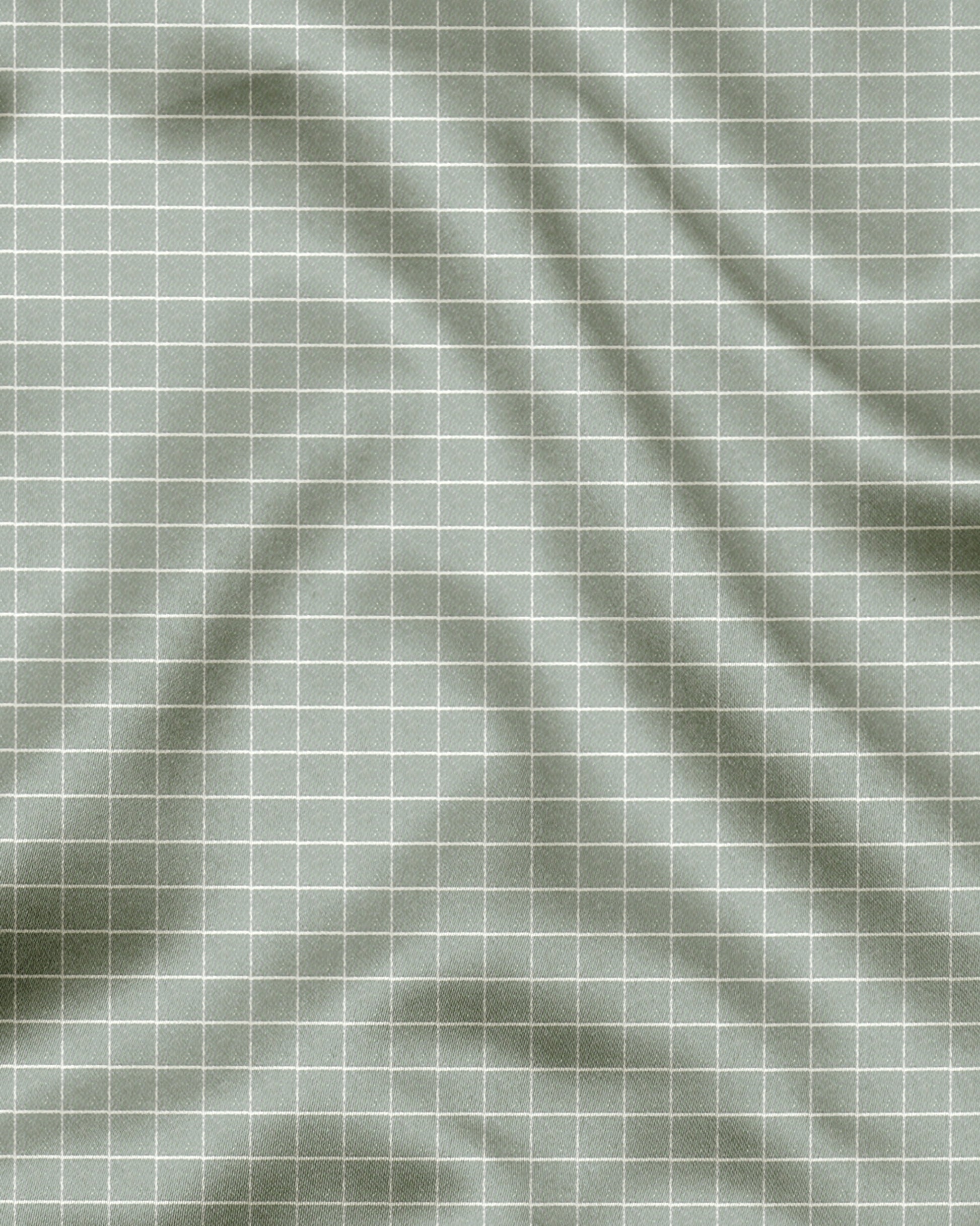 Avocado Green and Snow White Checks Designer Cotton Shirt