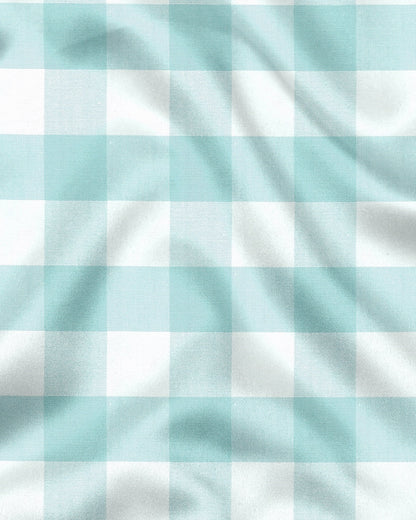 White and Turquoise Blue Buffalo Chekcs Oxford Cotton Shirt