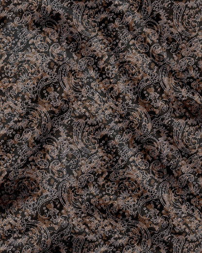 Carbon Black and Nutria Brown Paisley Pattern Printed Cotton Shirt