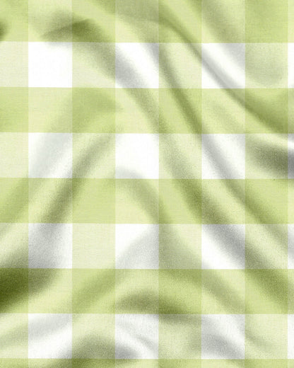 Chameleon Green and Moon White Buffalo Checks Oxford Cotton Shirt